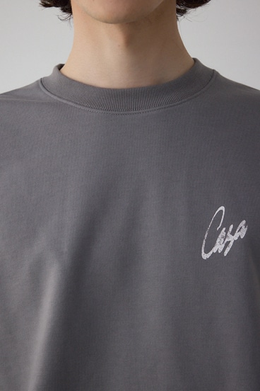 筆記体バックプリント裏毛トップス 詳細画像