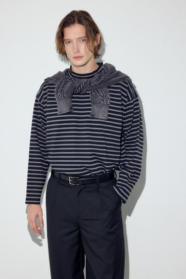 ボーダー長袖トップス 詳細画像