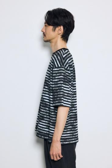 かすれボーダーTシャツ 詳細画像