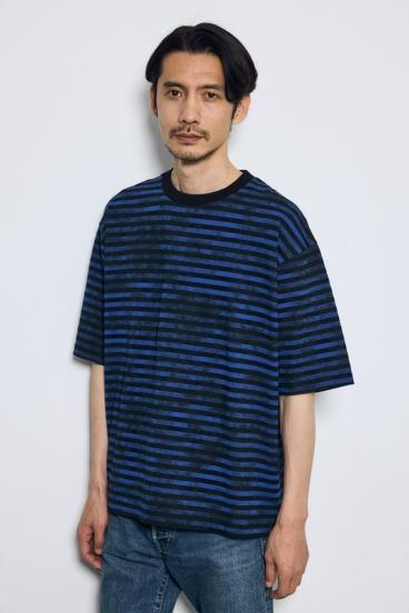 かすれボーダーTシャツ 詳細画像