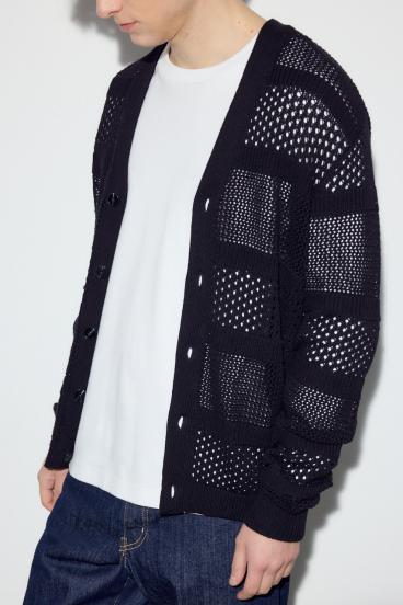 透かし編み柄変化カーディガン