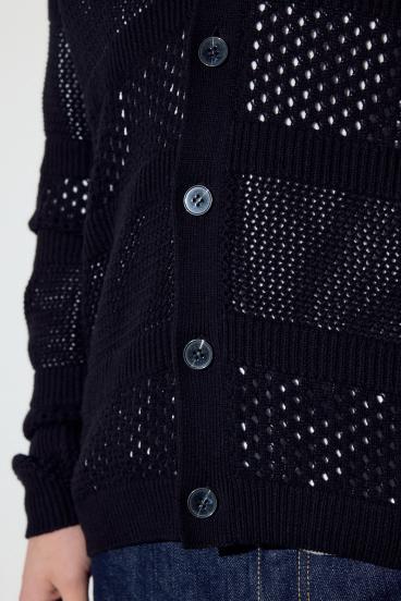 透かし編み柄変化カーディガン 詳細画像