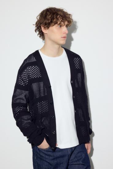 透かし編み柄変化カーディガン 詳細画像