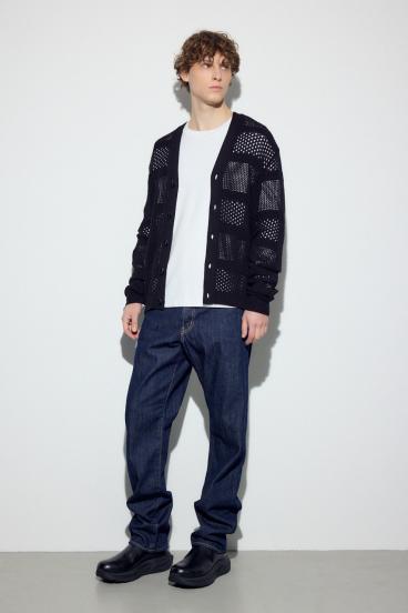 透かし編み柄変化カーディガン 詳細画像