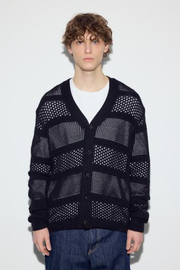 透かし編み柄変化カーディガン 詳細画像