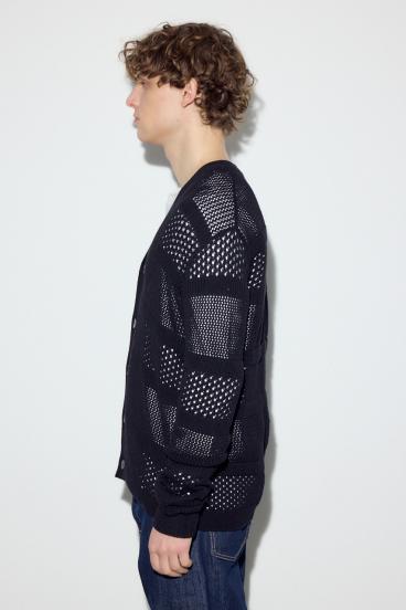 透かし編み柄変化カーディガン 詳細画像