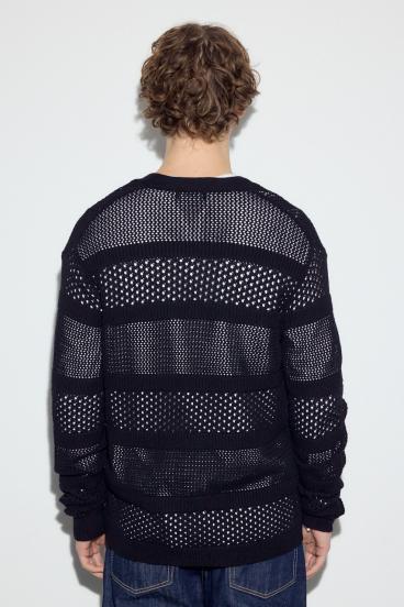 透かし編み柄変化カーディガン 詳細画像