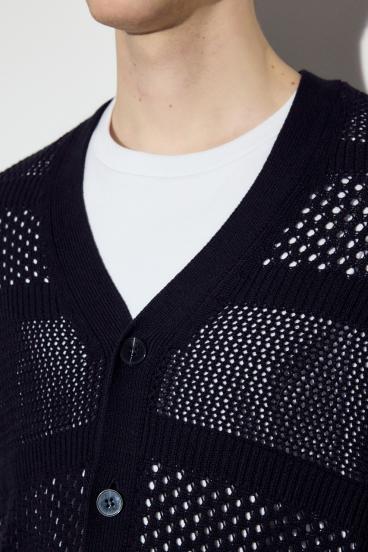 透かし編み柄変化カーディガン 詳細画像