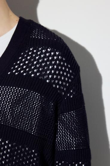 透かし編み柄変化カーディガン 詳細画像