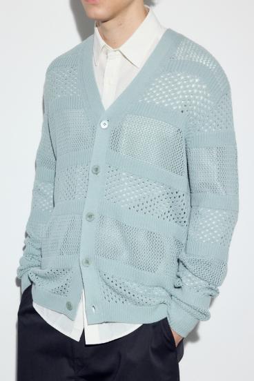 透かし編み柄変化カーディガン