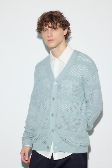 透かし編み柄変化カーディガン