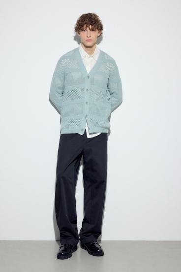 透かし編み柄変化カーディガン 詳細画像