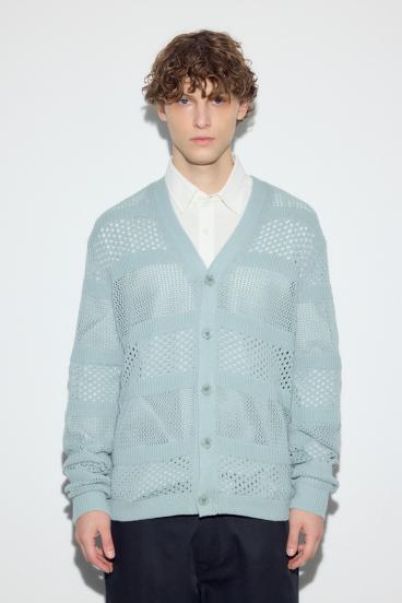 透かし編み柄変化カーディガン 詳細画像