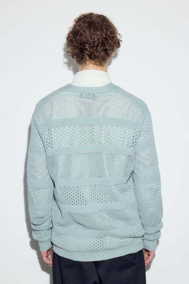 透かし編み柄変化カーディガン 詳細画像