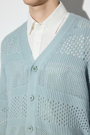 透かし編み柄変化カーディガン 詳細画像