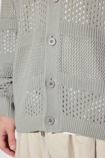 透かし編み柄変化カーディガン 詳細画像