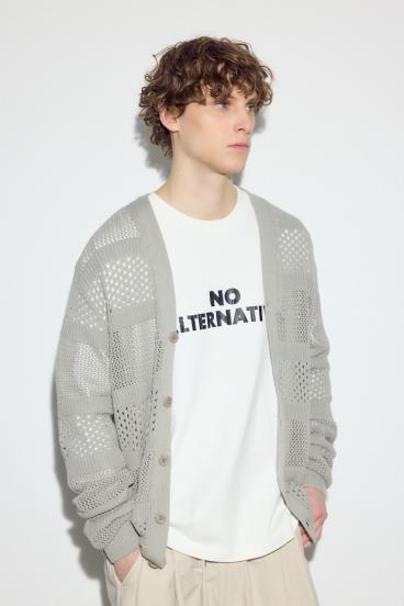 透かし編み柄変化カーディガン