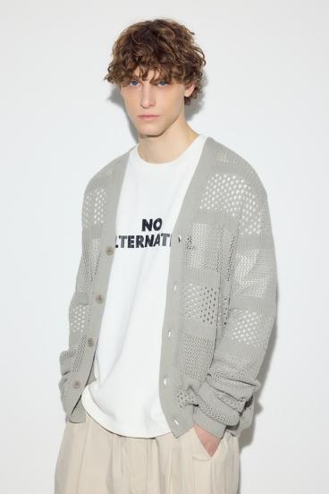 透かし編み柄変化カーディガン 詳細画像