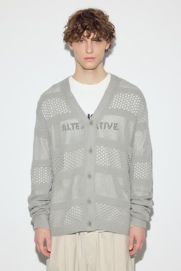 透かし編み柄変化カーディガン 詳細画像