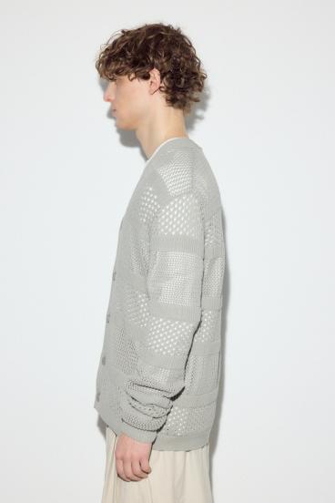 透かし編み柄変化カーディガン 詳細画像