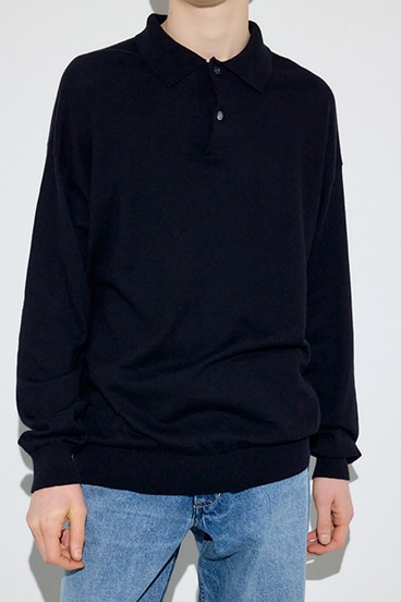 【SS先行アイテム】カシミヤミックスポロカラーニットトップス