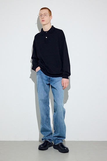 【SS先行アイテム】カシミヤミックスポロカラーニットトップス 詳細画像