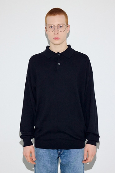 【SS先行アイテム】カシミヤミックスポロカラーニットトップス 詳細画像