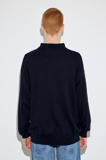 【SS先行アイテム】カシミヤミックスポロカラーニットトップス 詳細画像