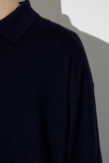 【SS先行アイテム】カシミヤミックスポロカラーニットトップス 詳細画像