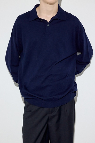 【SS先行アイテム】カシミヤミックスポロカラーニットトップス