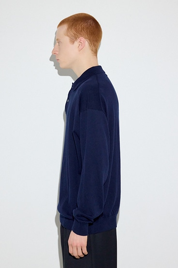 【SS先行アイテム】カシミヤミックスポロカラーニットトップス 詳細画像