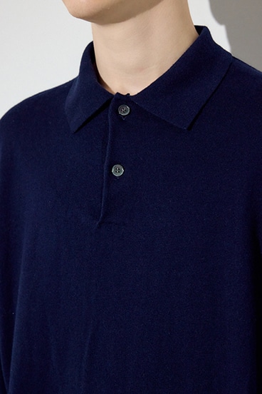 【SS先行アイテム】カシミヤミックスポロカラーニットトップス 詳細画像