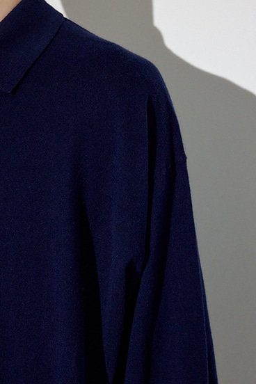 【SS先行アイテム】カシミヤミックスポロカラーニットトップス 詳細画像