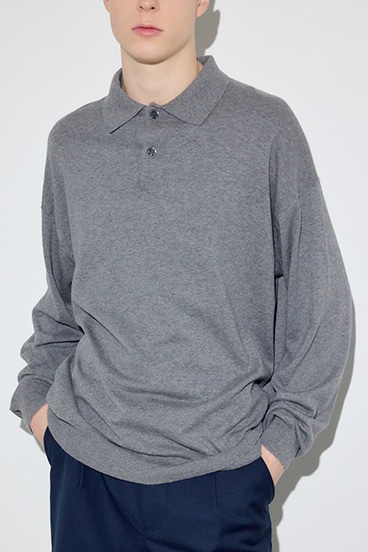 【SS先行アイテム】カシミヤミックスポロカラーニットトップス