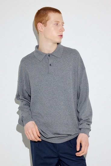 【SS先行アイテム】カシミヤミックスポロカラーニットトップス