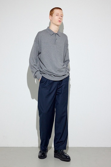 【SS先行アイテム】カシミヤミックスポロカラーニットトップス 詳細画像