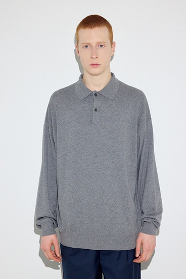 【SS先行アイテム】カシミヤミックスポロカラーニットトップス 詳細画像