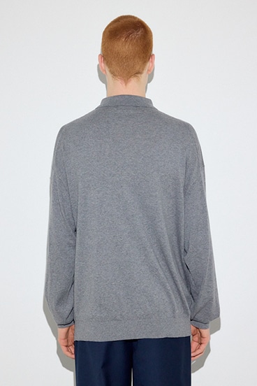 【SS先行アイテム】カシミヤミックスポロカラーニットトップス 詳細画像