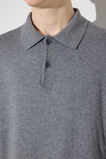 【SS先行アイテム】カシミヤミックスポロカラーニットトップス 詳細画像