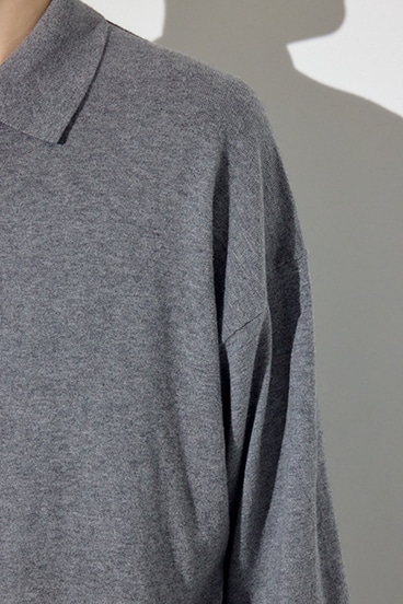 【SS先行アイテム】カシミヤミックスポロカラーニットトップス 詳細画像