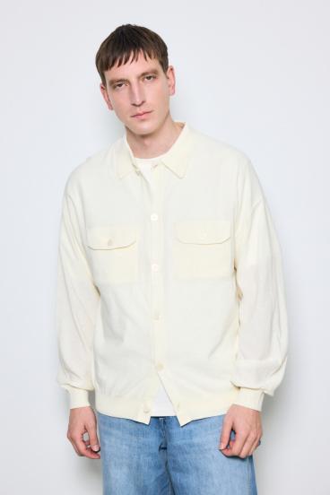 衿付きサファリニットカーディガン 詳細画像