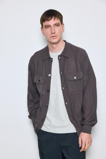 衿付きサファリニットカーディガン