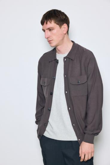 衿付きサファリニットカーディガン 詳細画像