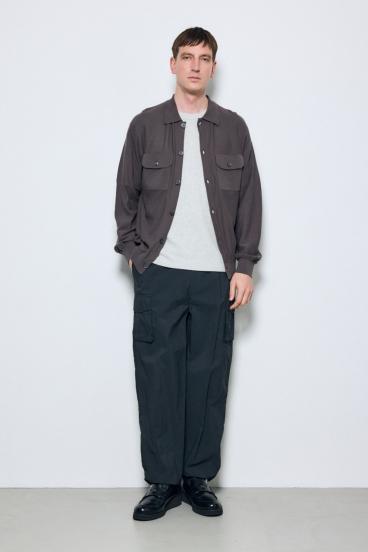 衿付きサファリニットカーディガン 詳細画像