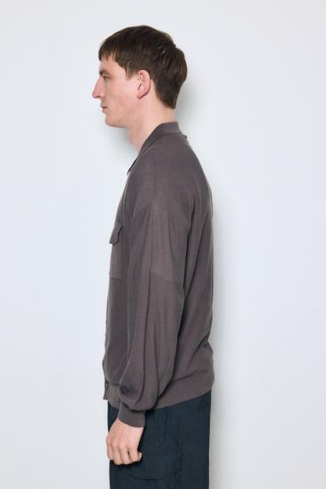 衿付きサファリニットカーディガン 詳細画像