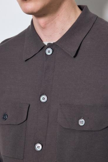 衿付きサファリニットカーディガン 詳細画像