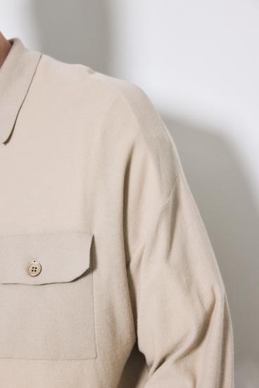 衿付きサファリニットカーディガン 詳細画像