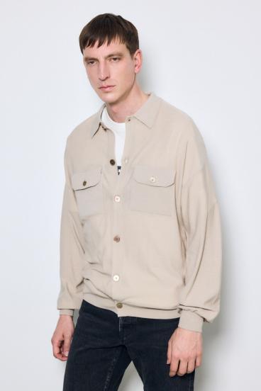 衿付きサファリニットカーディガン 詳細画像