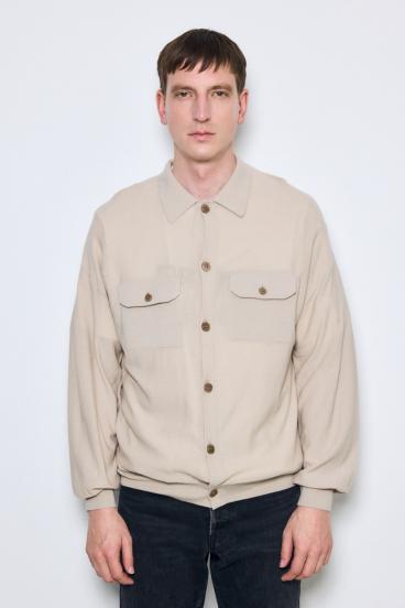 衿付きサファリニットカーディガン 詳細画像