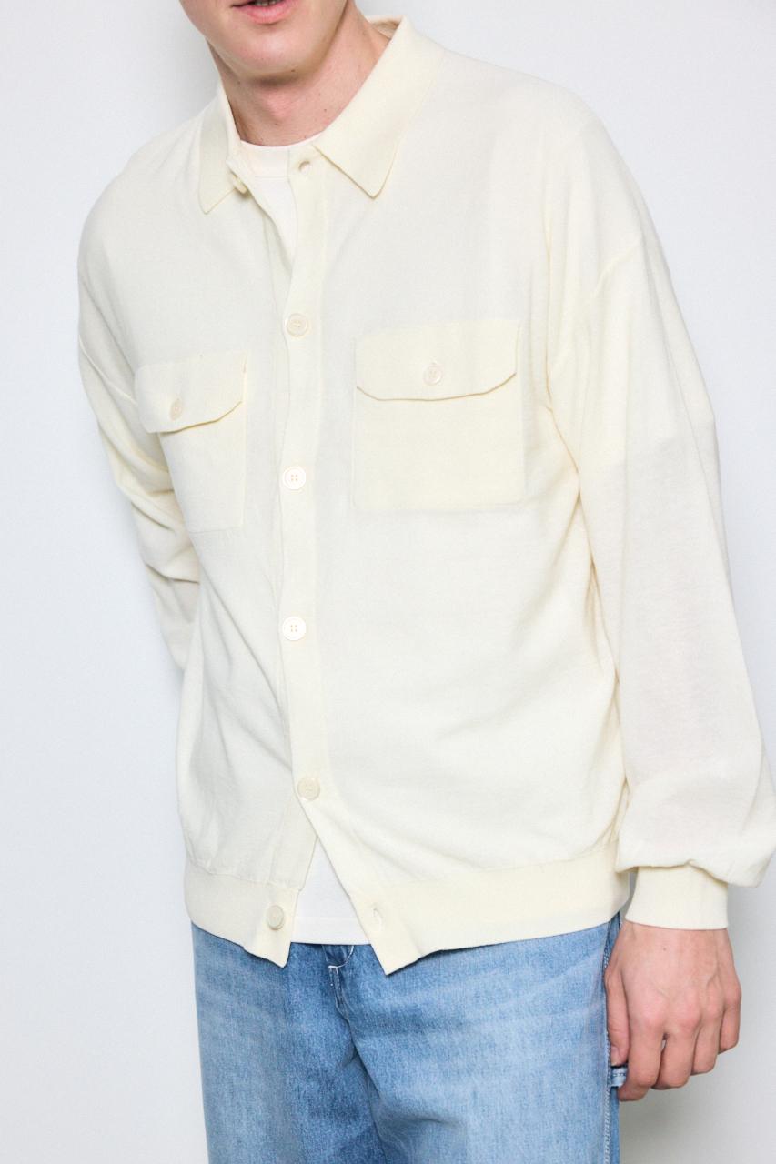 衿付きサファリニットカーディガン